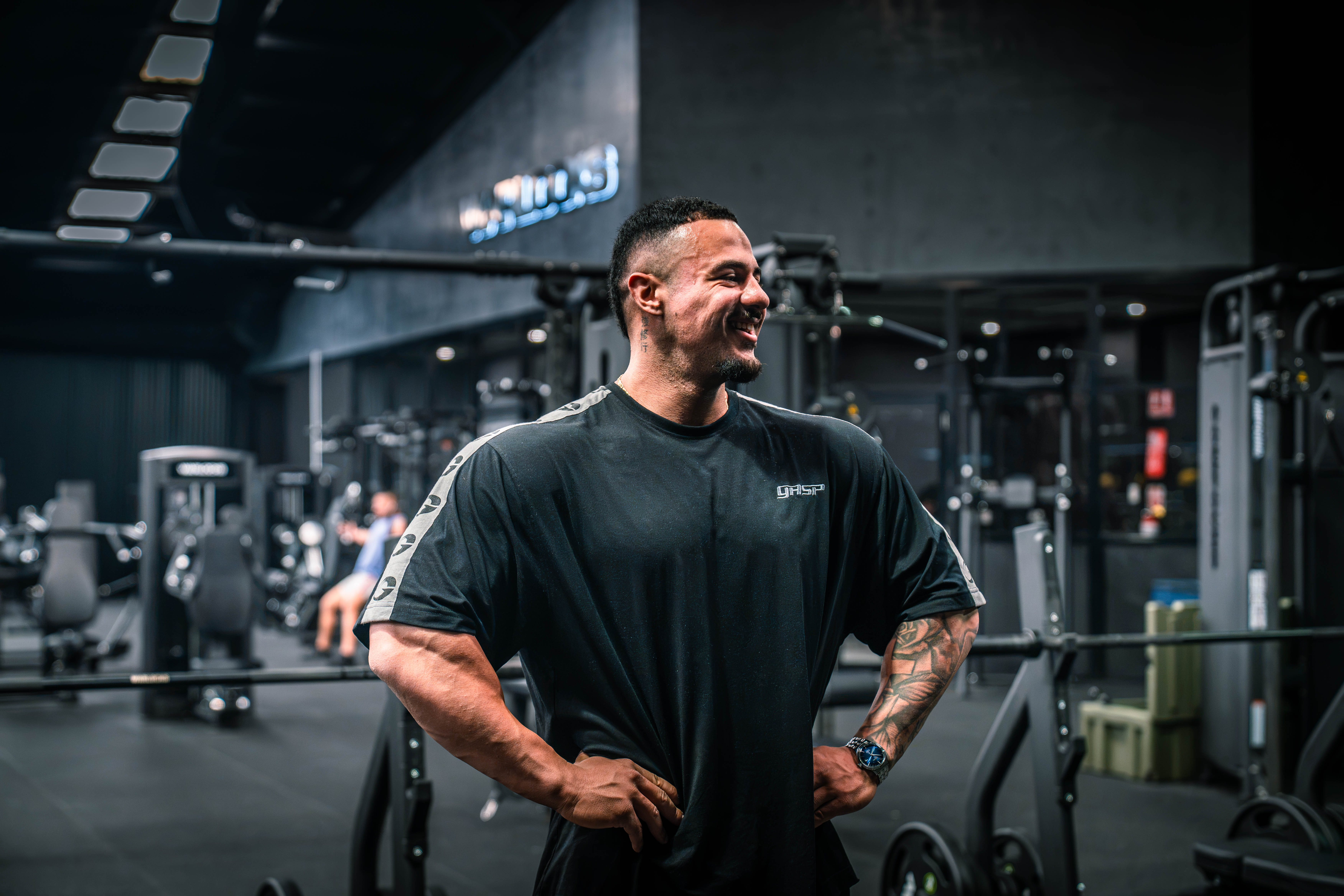 Angelo Yazbek smiling in the gym